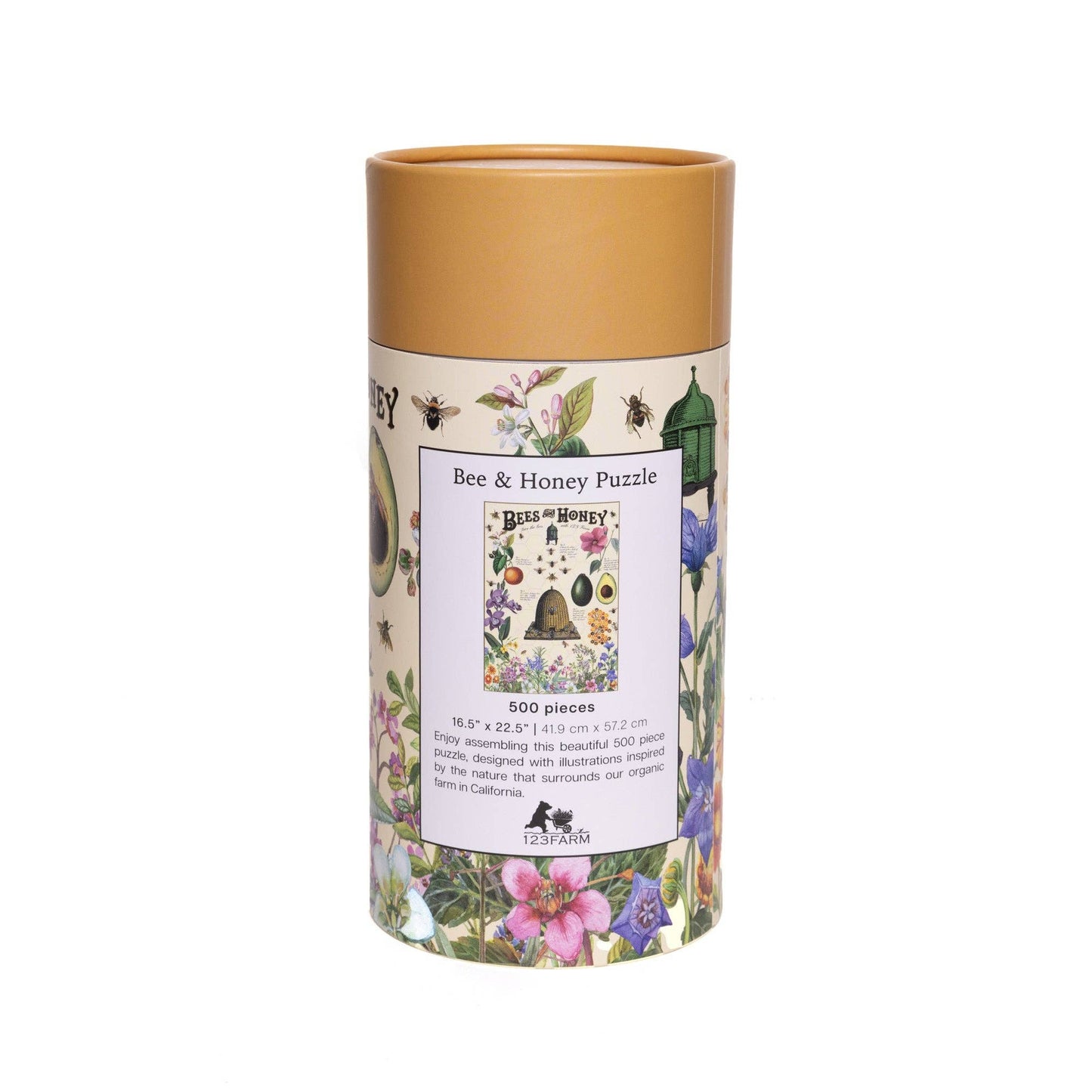 Bees & Honey Puzzle – 500 Pc Tube with Vintage Illustrations