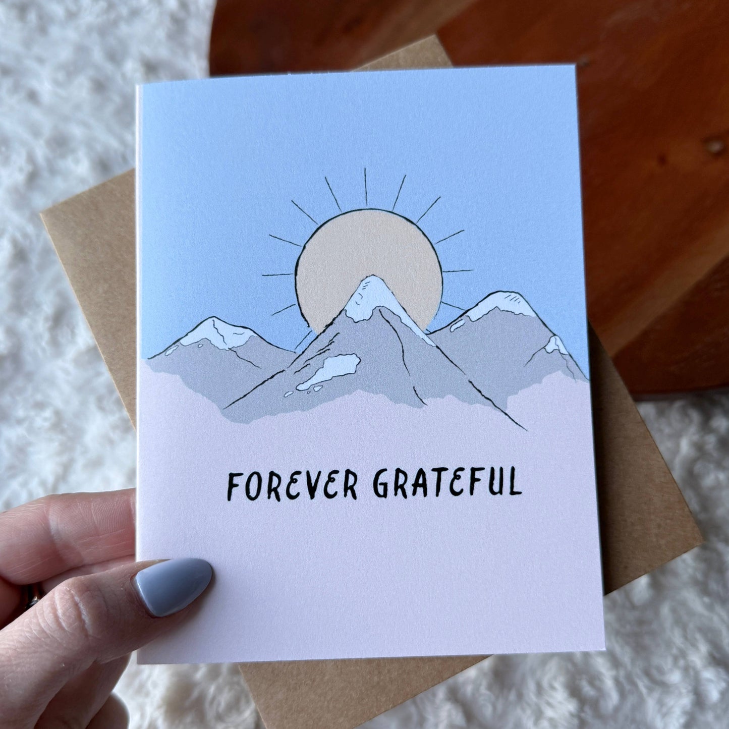 "Forever grateful" Mountain Sunshine Color Thank You Card