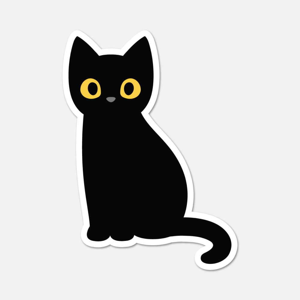 Sitting Black Cat Sticker - Cat Sticker - The Mail and More Store