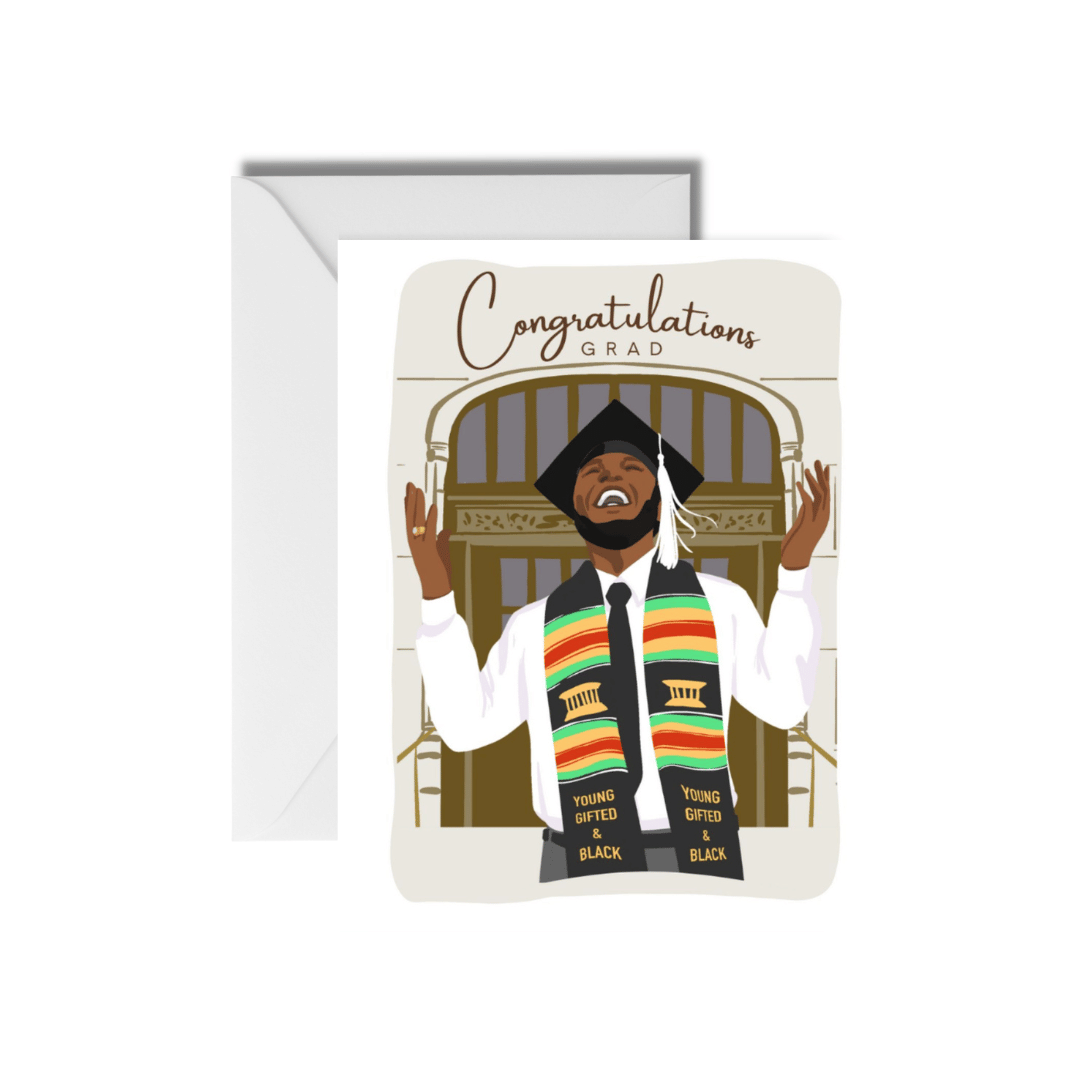 Happy Grad Card | Black Graduate | Congrats - The Mail and More Store