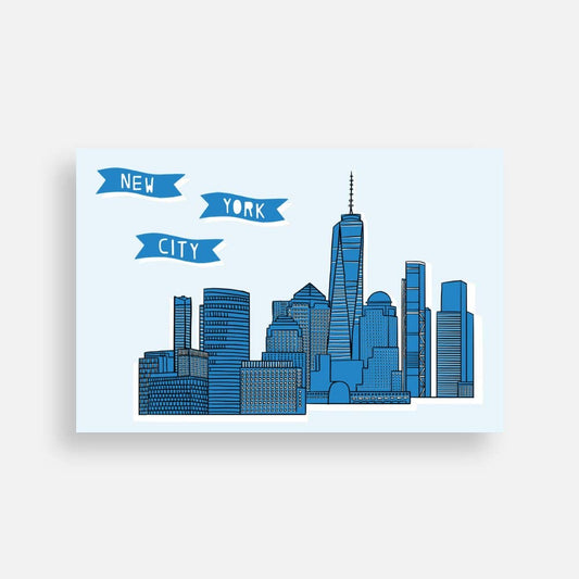 New York City One World Trade Center Blue Skyline Postcard