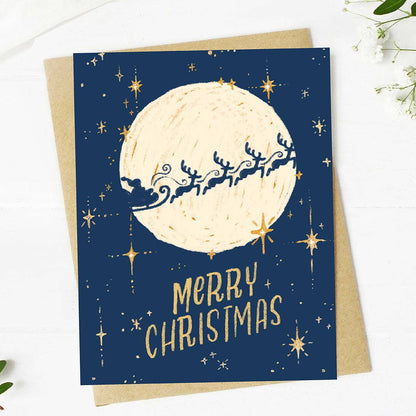 Merry Christmas Santa & Reindeers Card