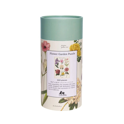 Flower Garden Puzzle – 500 Pc Tube with Vintage Illustration