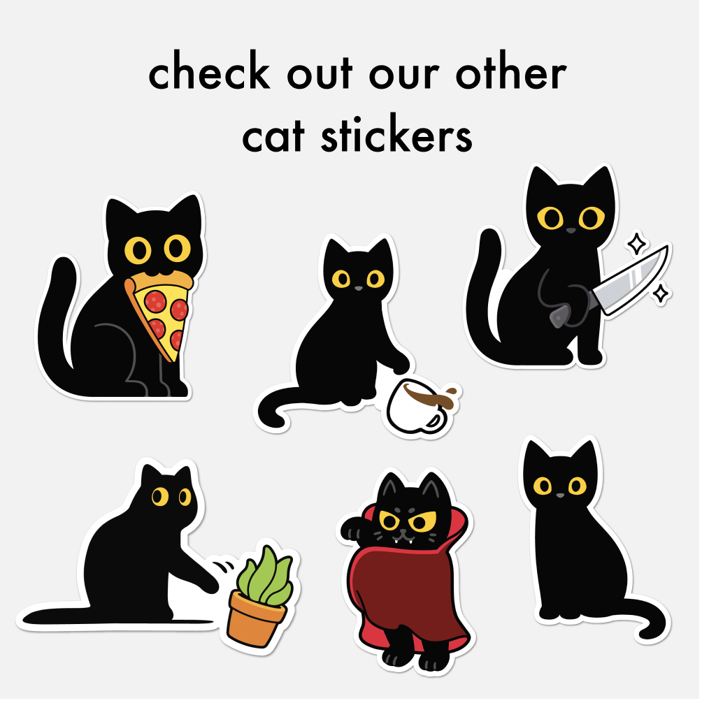 Sitting Black Cat Sticker - Cat Sticker - The Mail and More Store