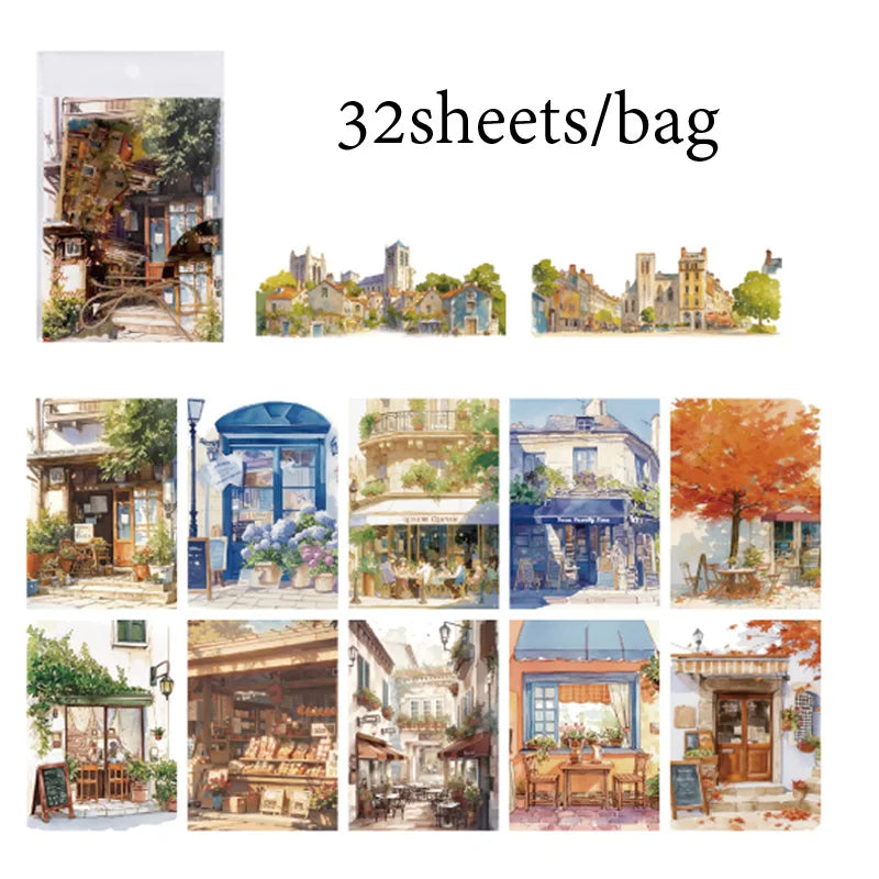 Japanese Sakura Travel Theme Scrapbook Paper Set - 32 Beautiful Sheets for Journal Crafting & Planner Decoration