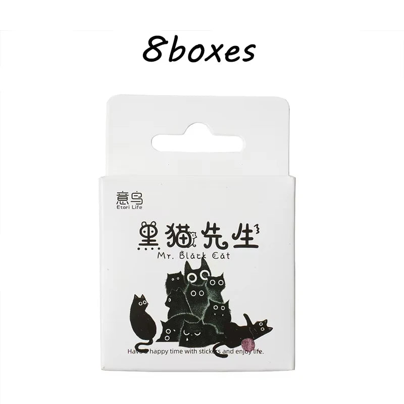 Mr. Paper 46pcs /Box Kawaii Black Cat Stickers Items Decoration DIY Handbook Stickers Boxed Cute Stickers Korean Stationery
