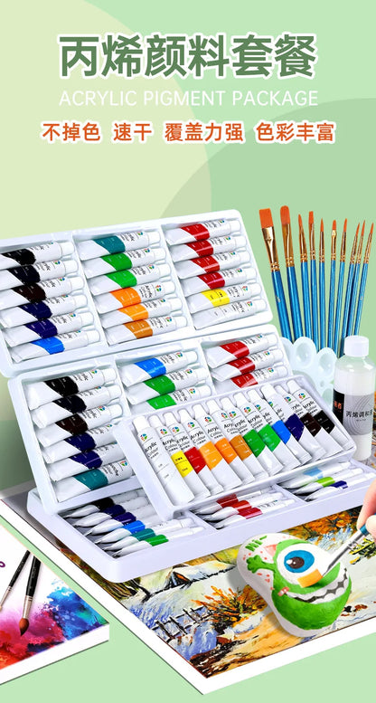 Acrylic Pigment 12/18/24/36 Colors 12ml Set Children's Painting And Oil Painting Beginners Non-Toxic Quick Drying Art Supplies