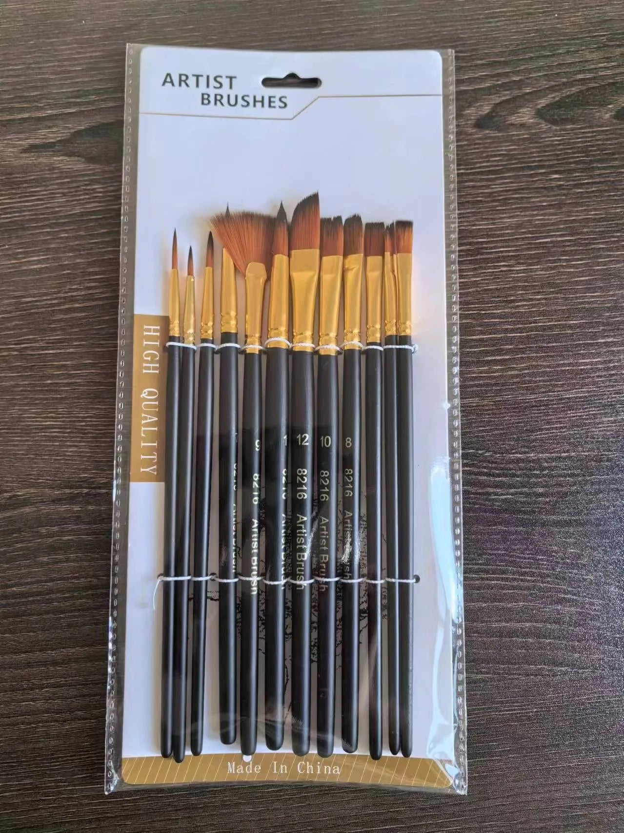12-Piece Nylon Bristle Brush Set - Professional Flat Brushes for Every Artist