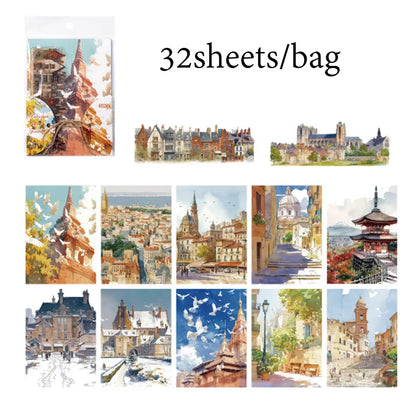 Japanese Sakura Travel Theme Scrapbook Paper Set - 32 Beautiful Sheets for Journal Crafting & Planner Decoration