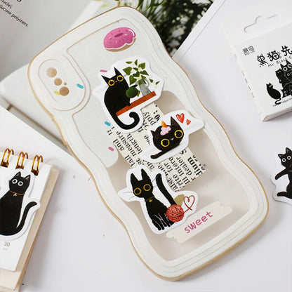 Mr. Paper 46pcs /Box Kawaii Black Cat Stickers Items Decoration DIY Handbook Stickers Boxed Cute Stickers Korean Stationery
