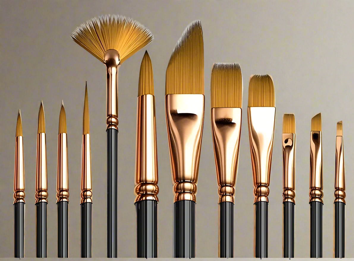 12-Piece Nylon Bristle Brush Set - Professional Flat Brushes for Every Artist