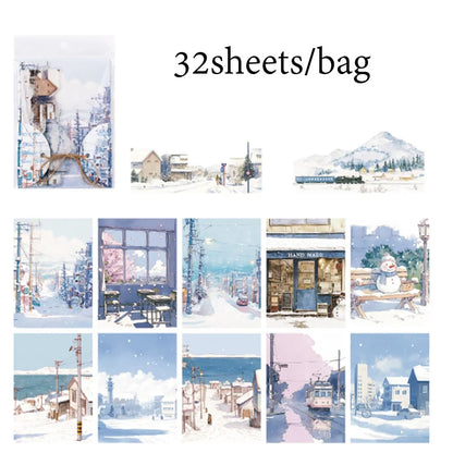 Japanese Sakura Travel Theme Scrapbook Paper Set - 32 Beautiful Sheets for Journal Crafting & Planner Decoration
