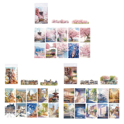 Japanese Sakura Travel Theme Scrapbook Paper Set - 32 Beautiful Sheets for Journal Crafting & Planner Decoration