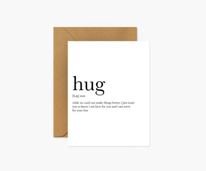 Hug Definition - Sympathy Card - The Mail and More Store
