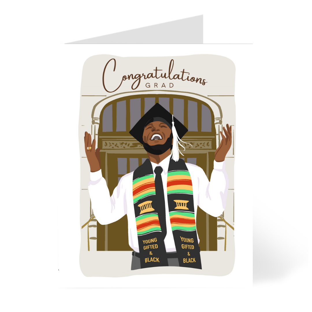 Happy Grad Card | Black Graduate | Congrats - The Mail and More Store