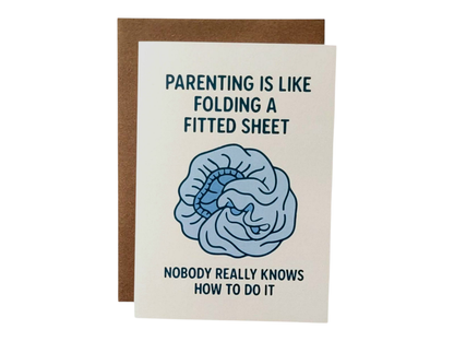 Parenting Is Like Folding A Fitted Sheet - 5x7 Greeting Card - The Mail and More Store