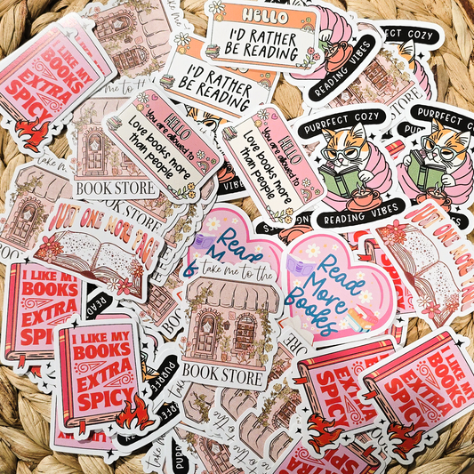 Books / Reading Assorted Small 2" Vinyl Stickers - The Mail and More Store