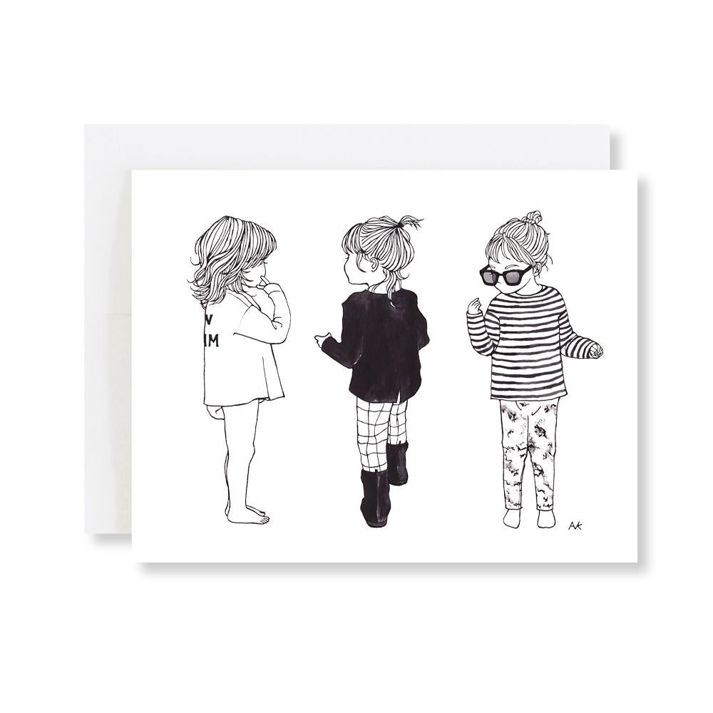 Little Girls Illustration Greeting Card - The Mail and More Store