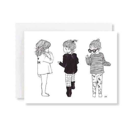 Little Girls Illustration Greeting Card - The Mail and More Store