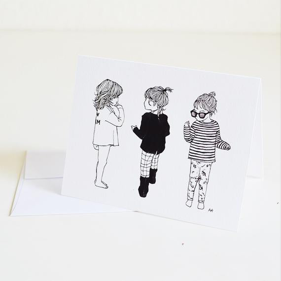 Little Girls Illustration Greeting Card - The Mail and More Store