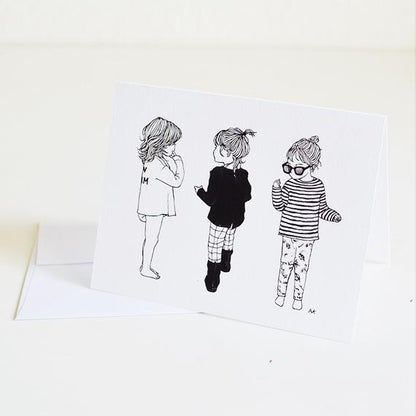 Little Girls Illustration Greeting Card - The Mail and More Store