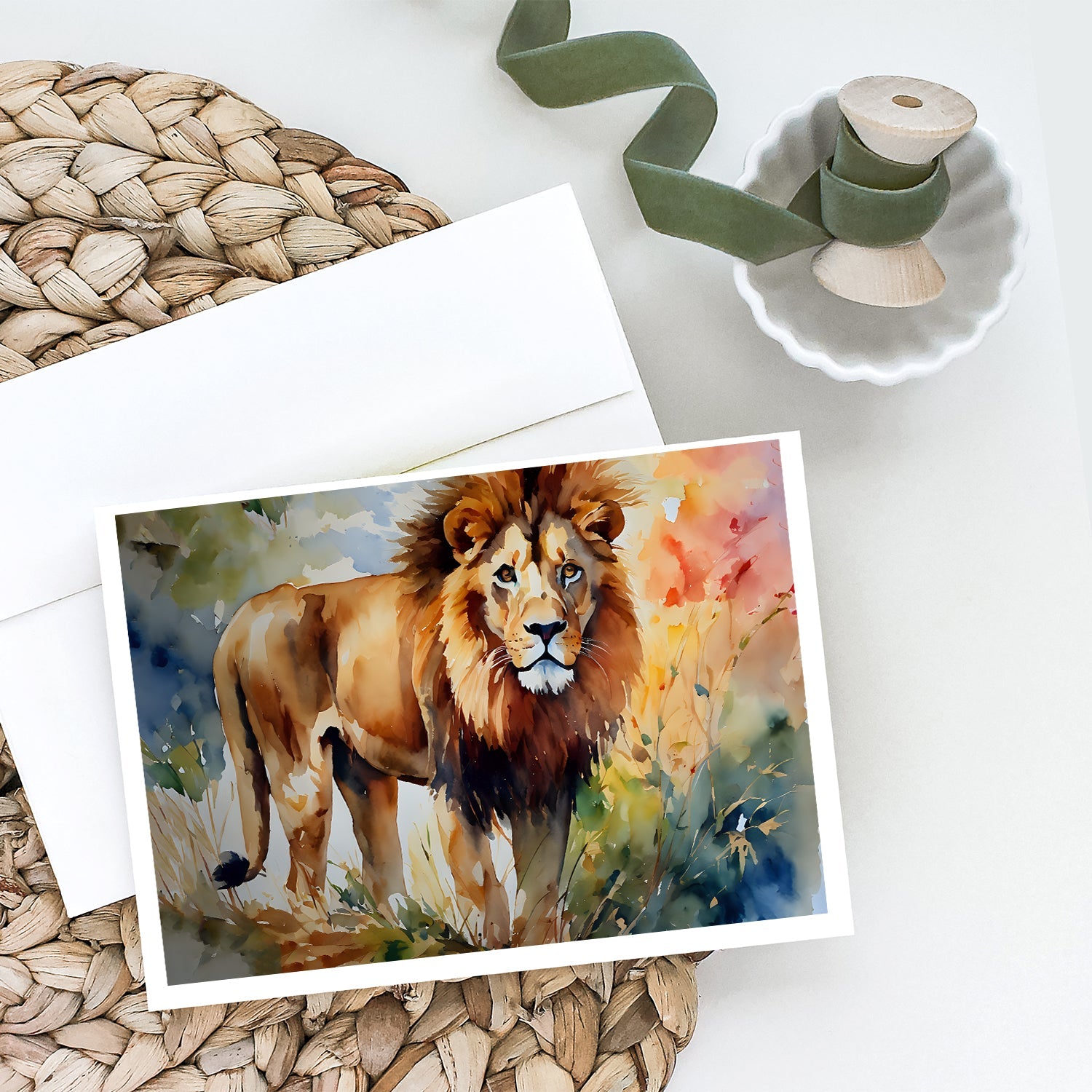 Lion Greeting Cards Pack of 8 - The Mail and More Store