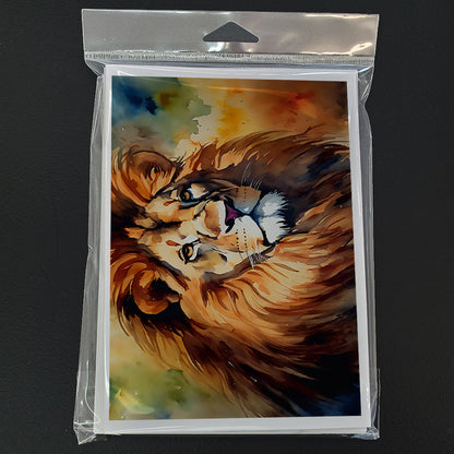 Lion Greeting Cards Pack of 8 - The Mail and More Store