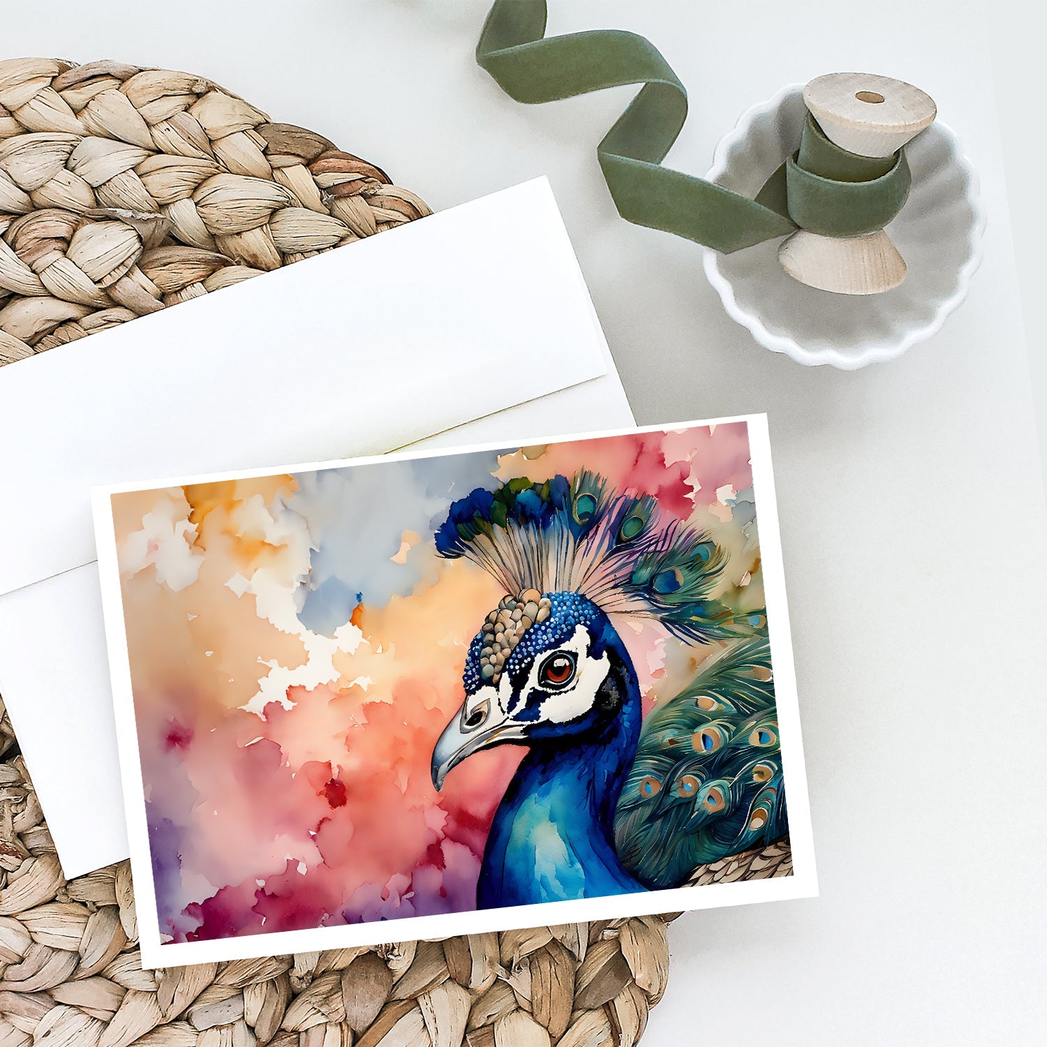 Peacock Greeting Cards Pack of 8 - The Mail and More Store