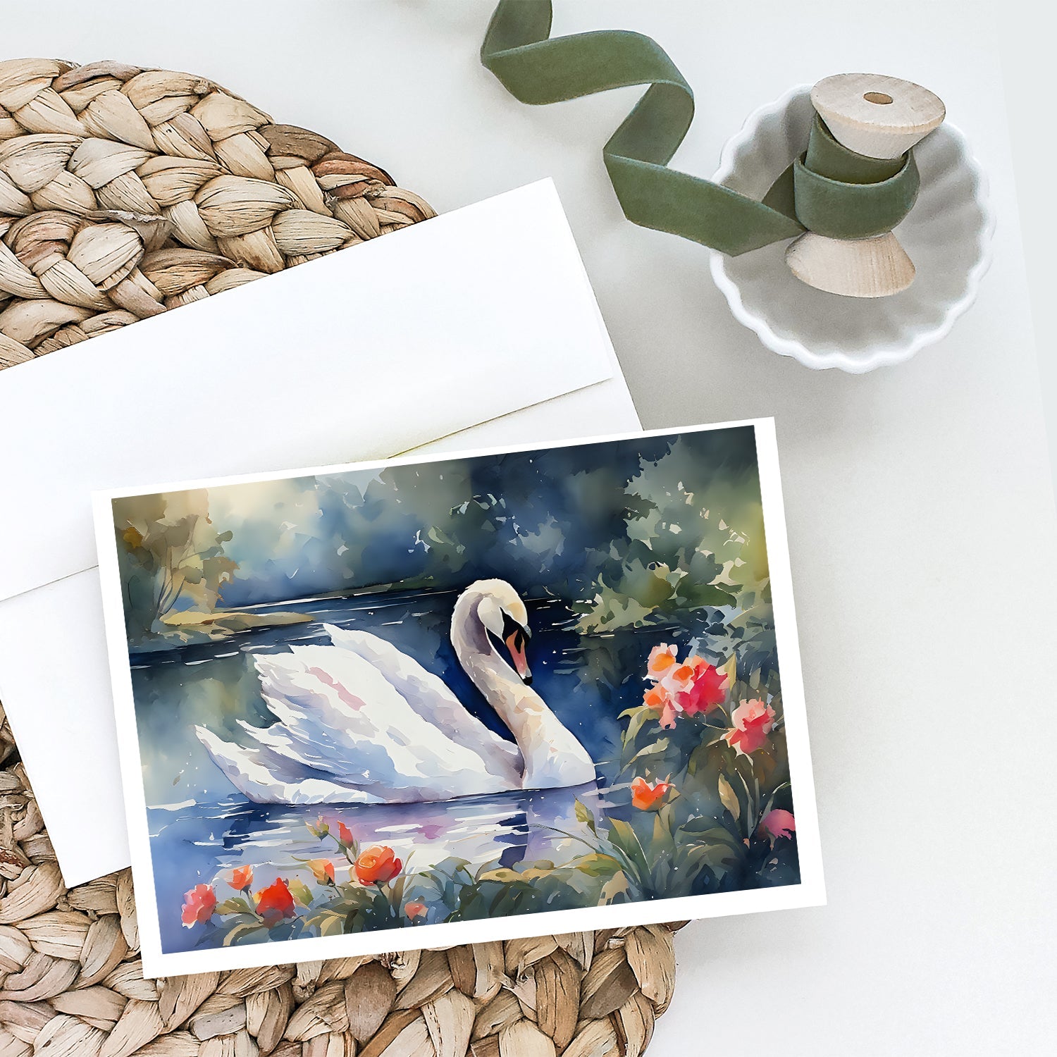 Swan Greeting Cards Pack of 8 - The Mail and More Store