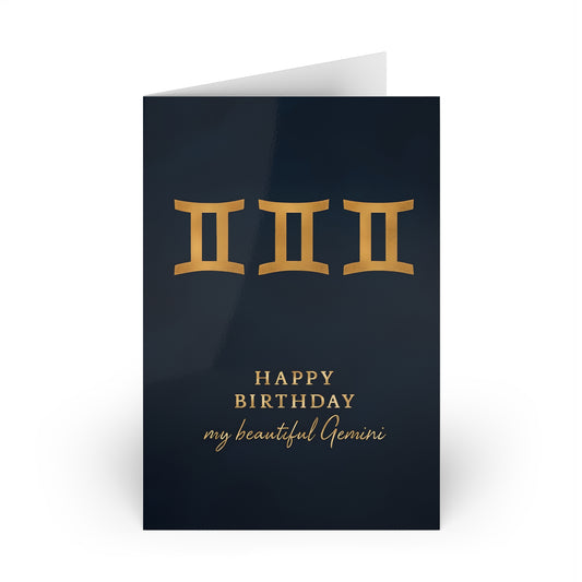 Gemini Birthday Greeting Cards | Set of 1 or 10 | Celestial Zodiac Card, Astrology Card, Horoscope Card, Unique Birthday Card - The Mail and More Store