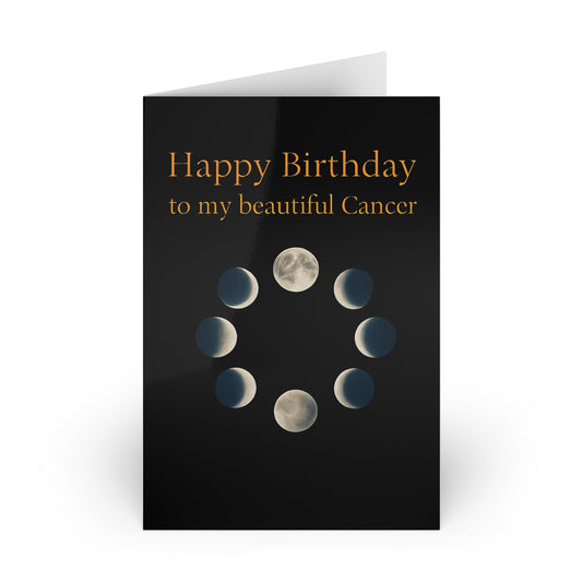 "Happy Birthday to My Beautiful Cancer" Elegant Zodiac Birthday Greeting Cards for Cancer, Astrology Gifts, Celestial Cards - The Mail and More Store