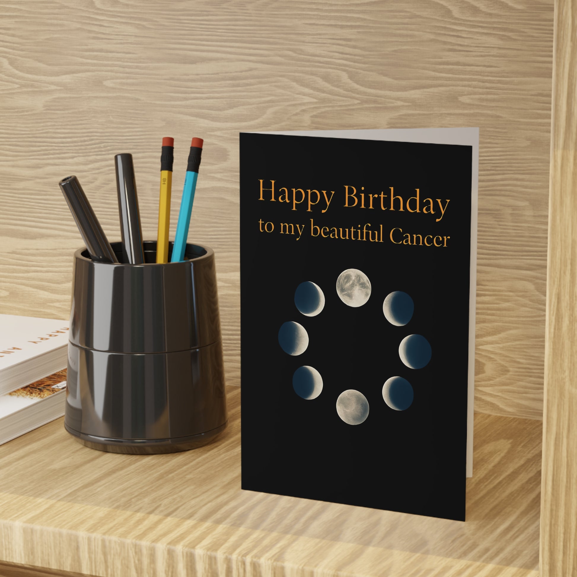 "Happy Birthday to My Beautiful Cancer" Elegant Zodiac Birthday Greeting Cards for Cancer, Astrology Gifts, Celestial Cards - The Mail and More Store