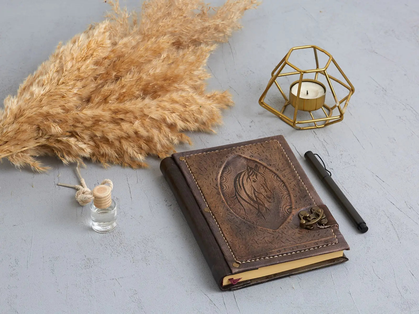 Horse Full Grain Leather Journal Diary Notebook Unlined - The Mail and More Store